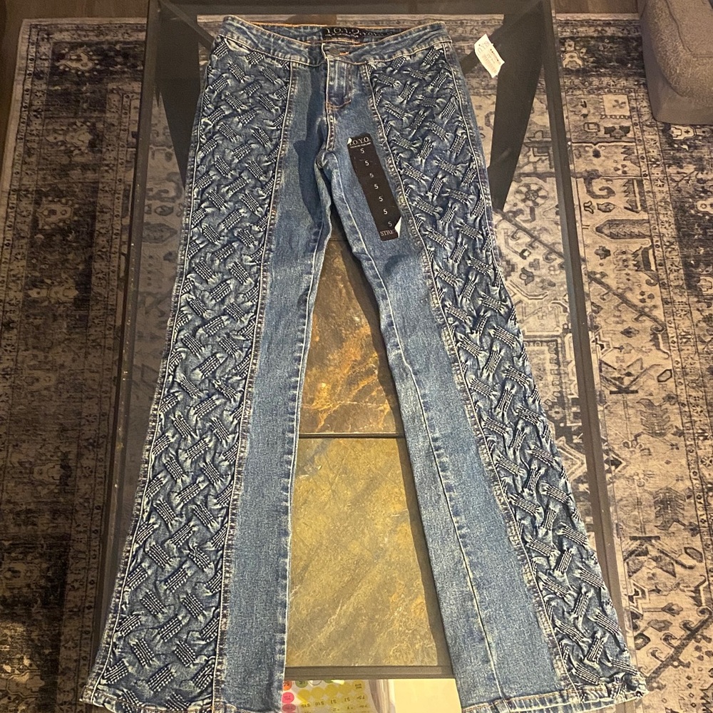 New Y.O.Y.O. Patterned Wide Leg Jeans